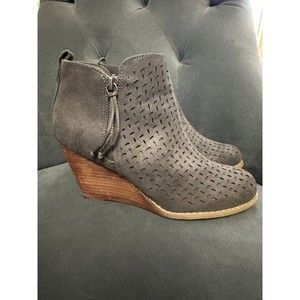 Report Dark Gray Wedge Perforated Booties Woman 6.5